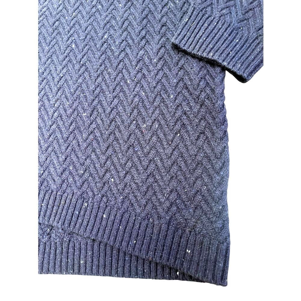 Nordstrom Signature Cashmere V-neck Herringbone Sweater | Womens L, Navy Tweed - Picture 8 of 9